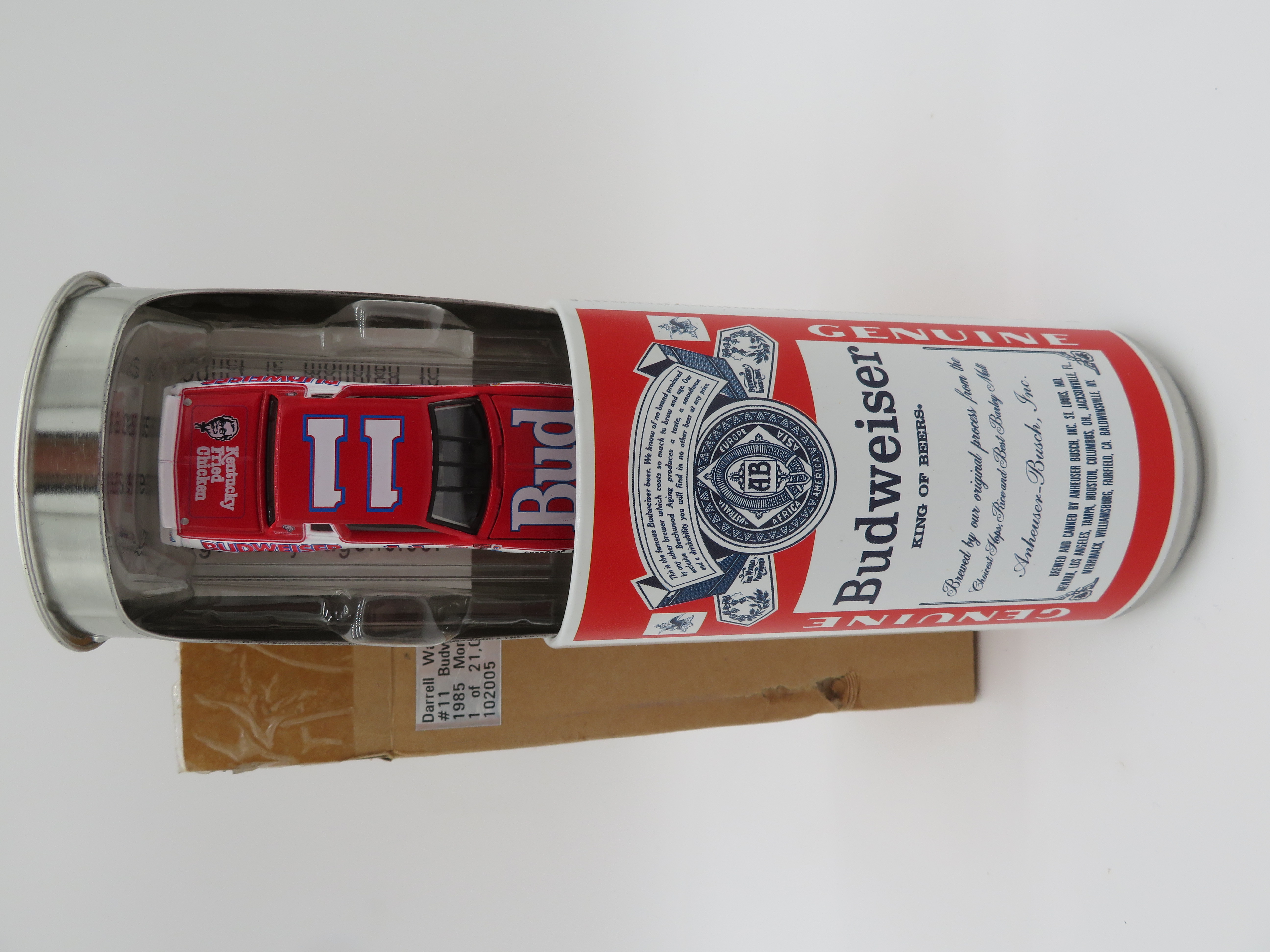 Darrell Waltrip 1985 #11 Budweiser 1:64 In a Can Nascar Diecast