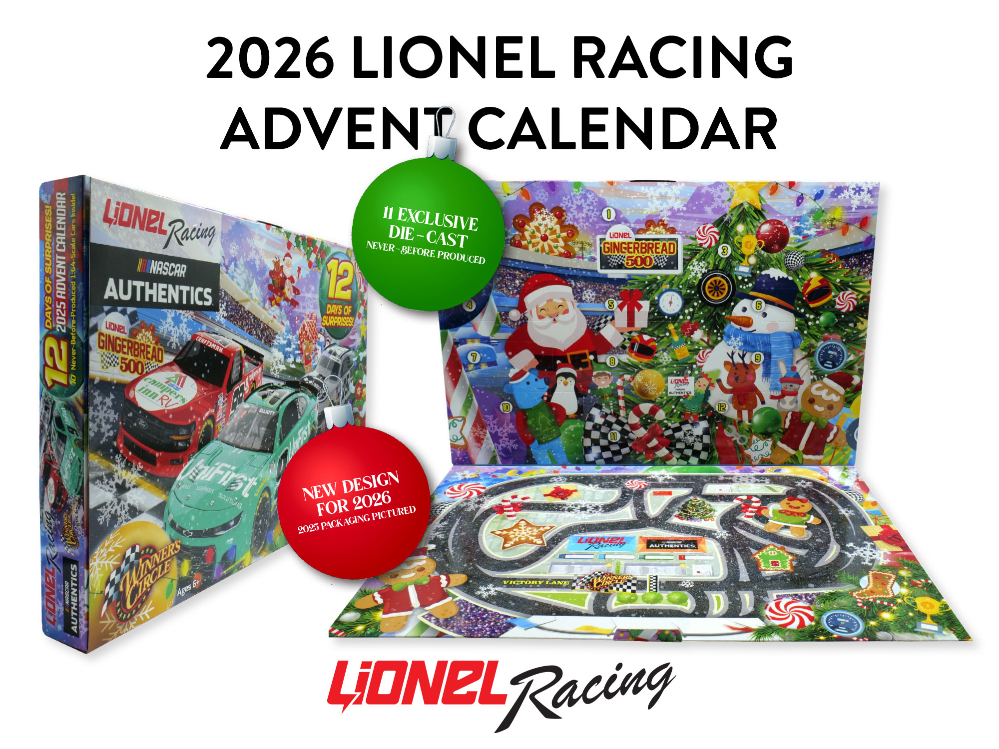 2026 Lionel Racing Advent Calendar w/ 12 1:64 1:64 Nascar Diecast