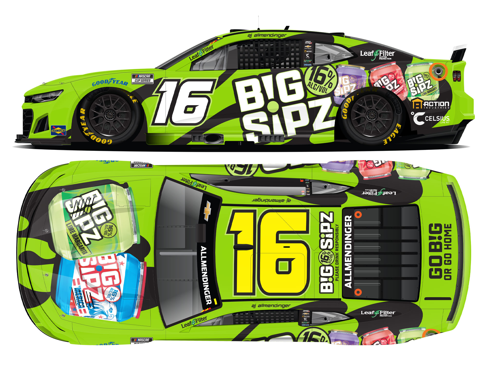 AJ Allmendinger 2025 Big Sipz 1:24 Nascar Diecast