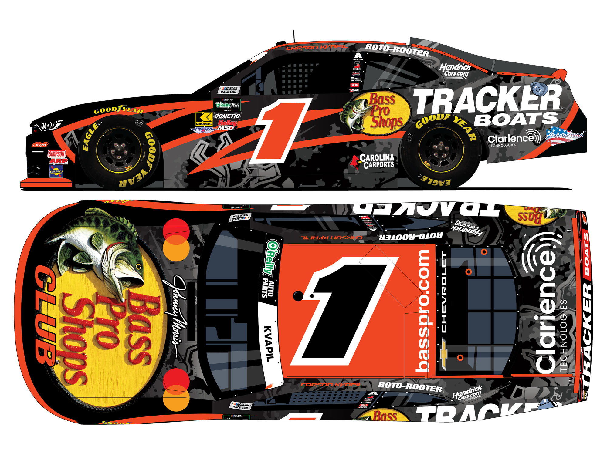 Carson Kvapil 2026 Bass Pro Shops / Tracker Boats 1:64 Xfinity Diecast