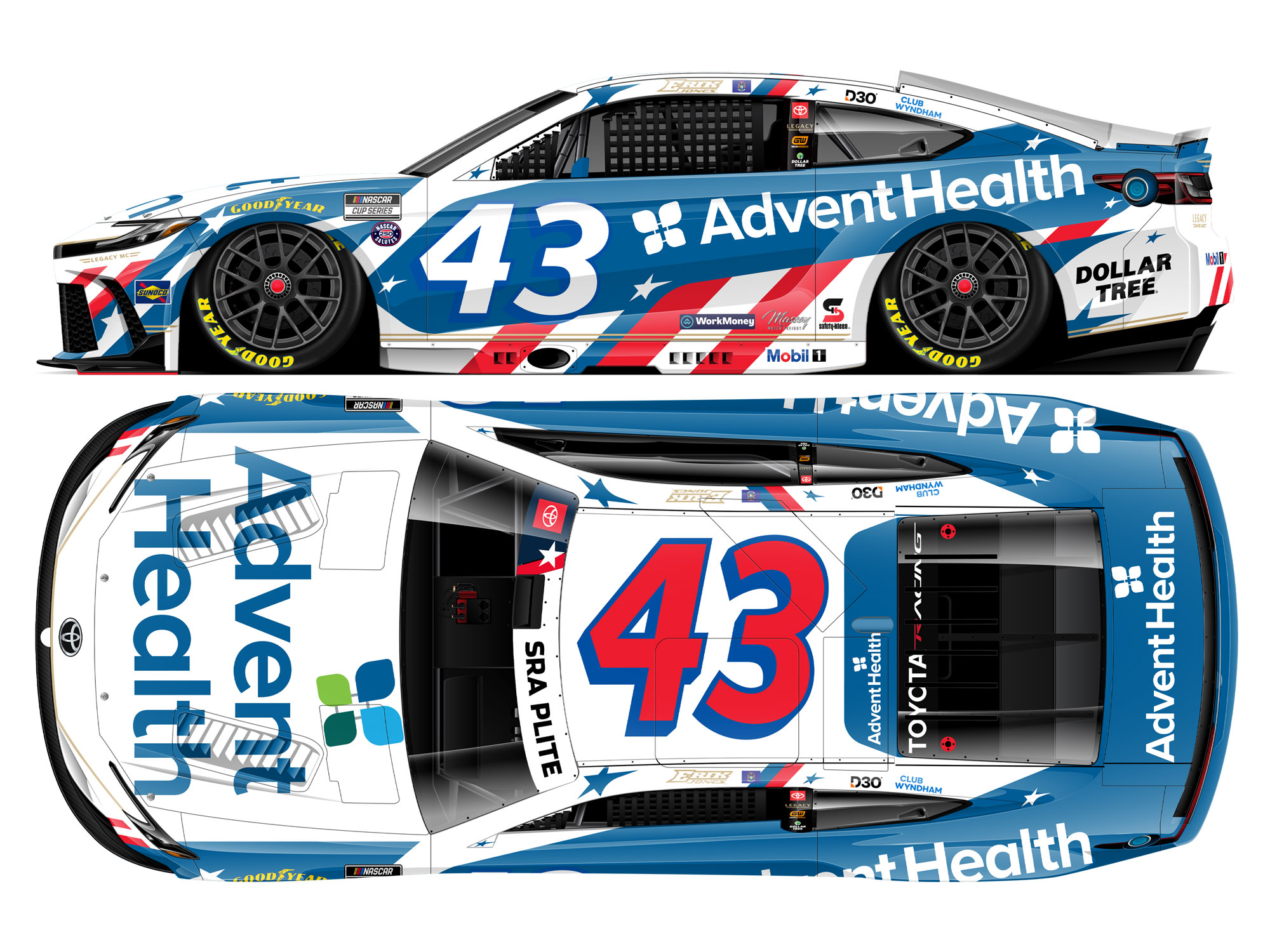 Erik Jones Autographed 2026 AdventHealth Patriotic 1:24 Nascar Diecast
