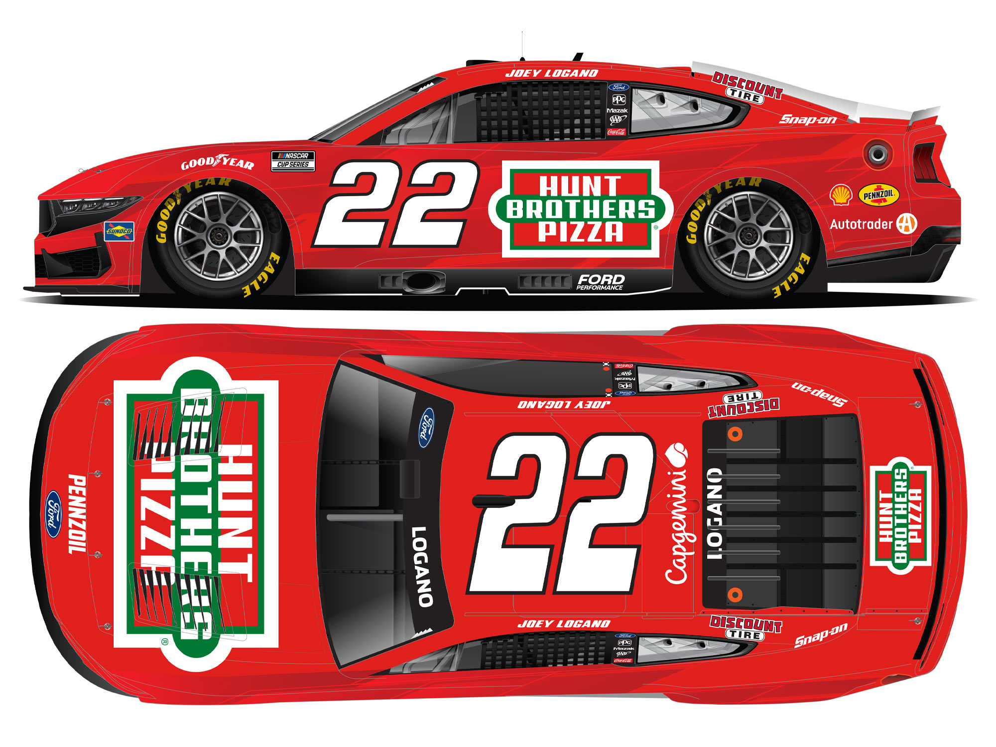 Joey Logano 2025 Hunt Brothers Pizza Red 1:24 Nascar Diecast
