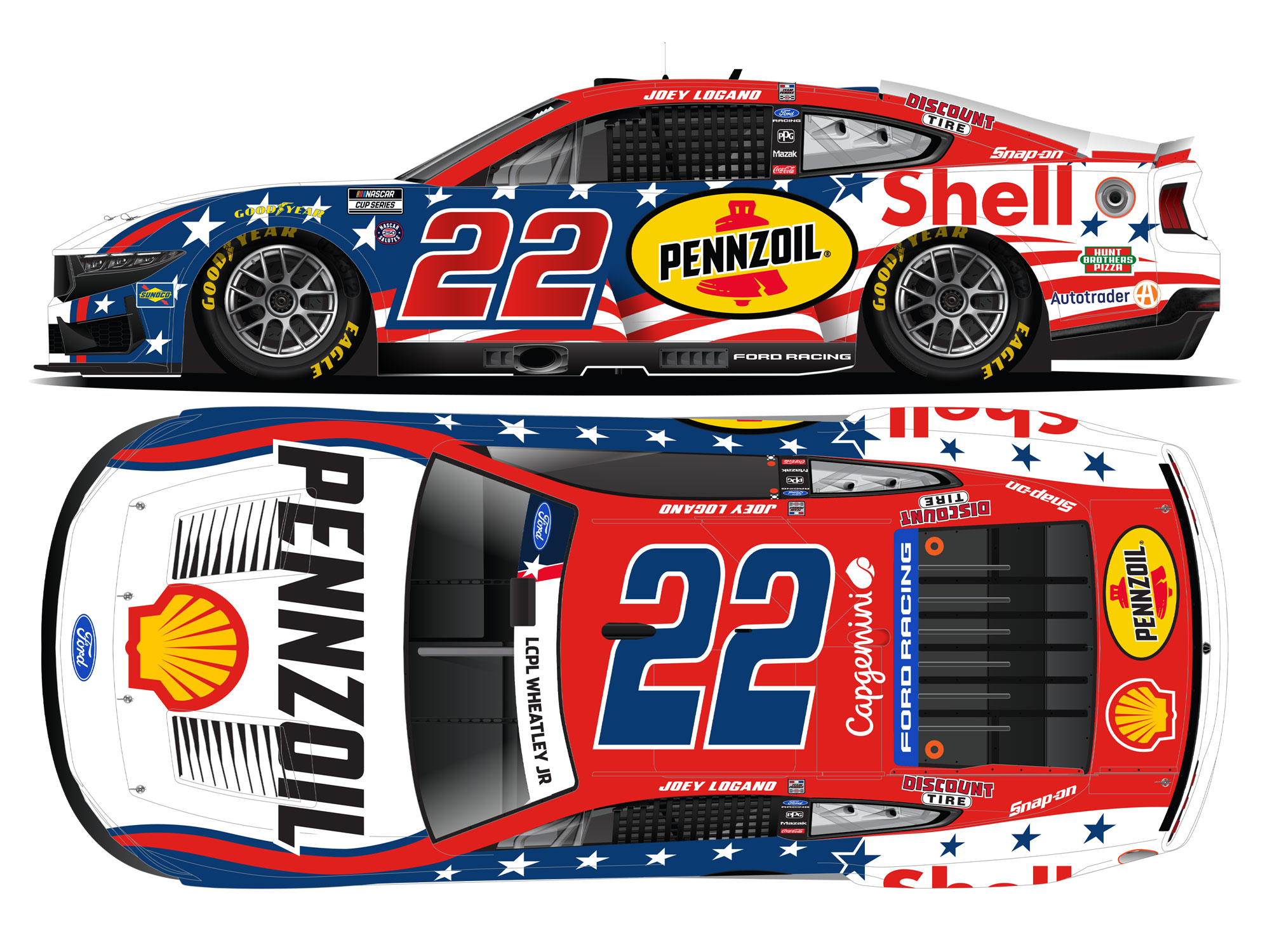 Joey Logano 2026 Shell-Pennzoil Stars and Stripes 1:24 Galaxy