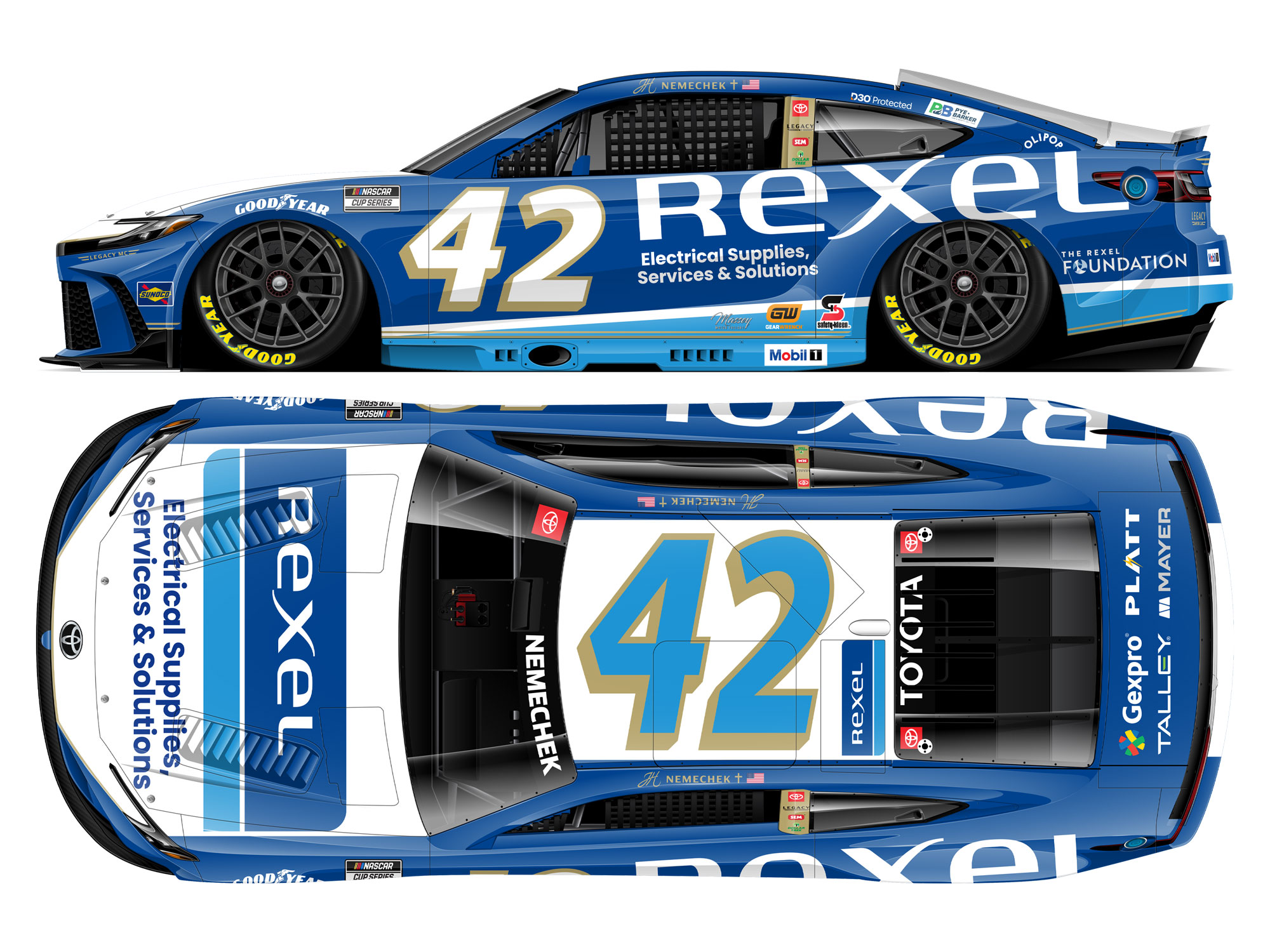 John Hunter Nemechek 2026 Rexel 1:24 Color Chrome Nascar Diecast