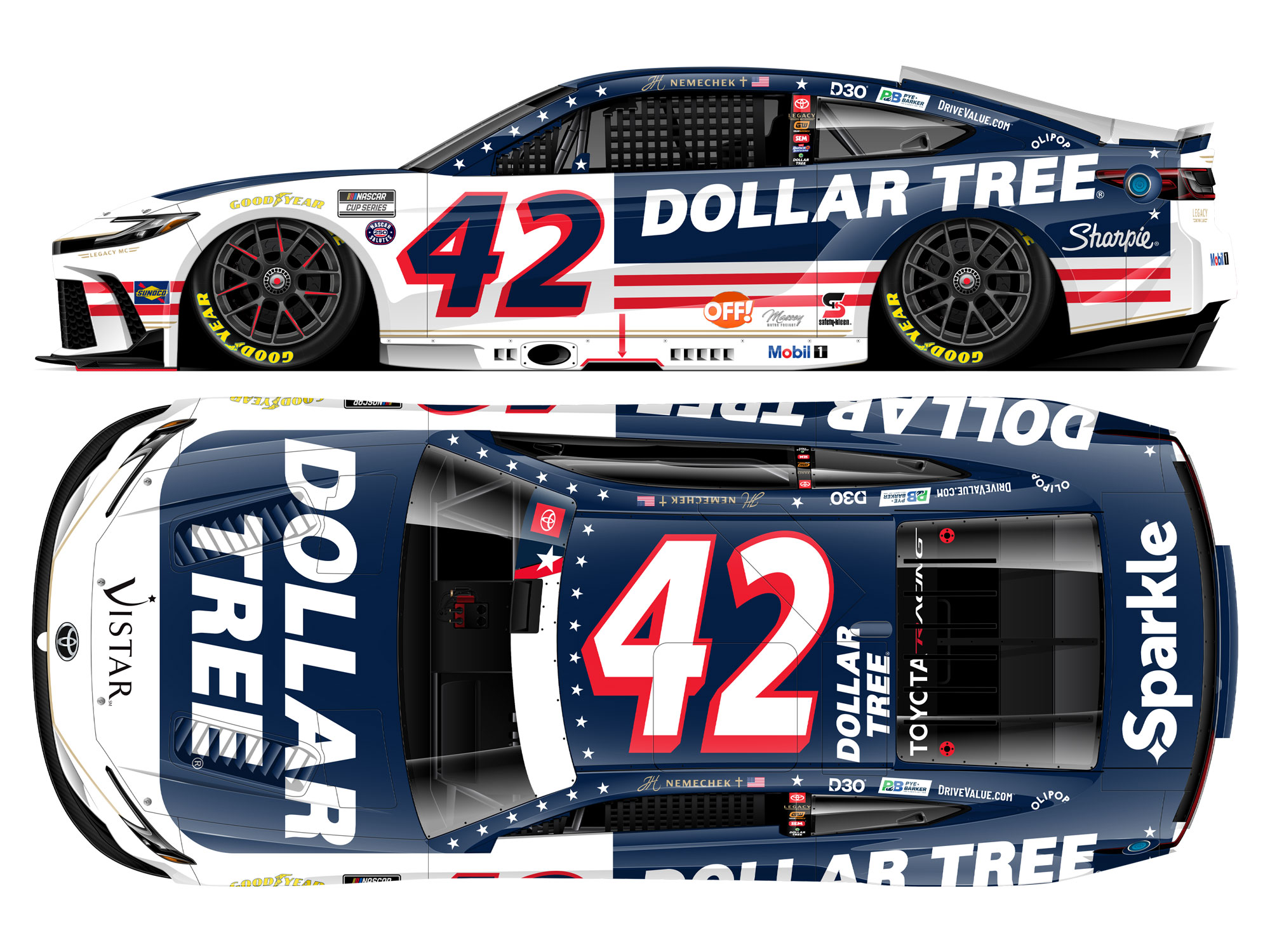 John Hunter Nemechek 2026 Dollar Tree Patriotic 1:64 Nascar Diecast