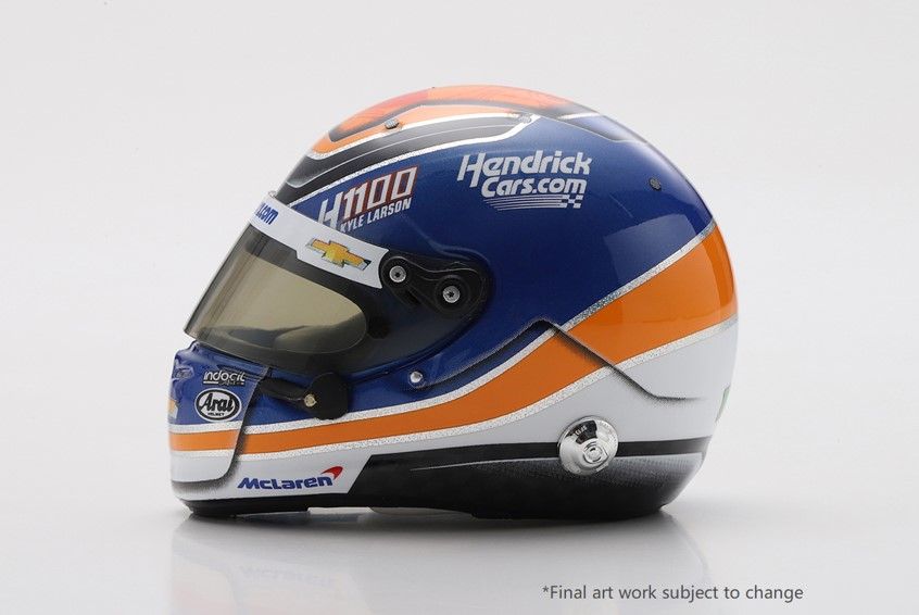 *Preorder* Kyle Larson 2024 Arrow McLaren Hendrickcars.com H1100 Arai 1:5  Scale Mini Replica Helmet