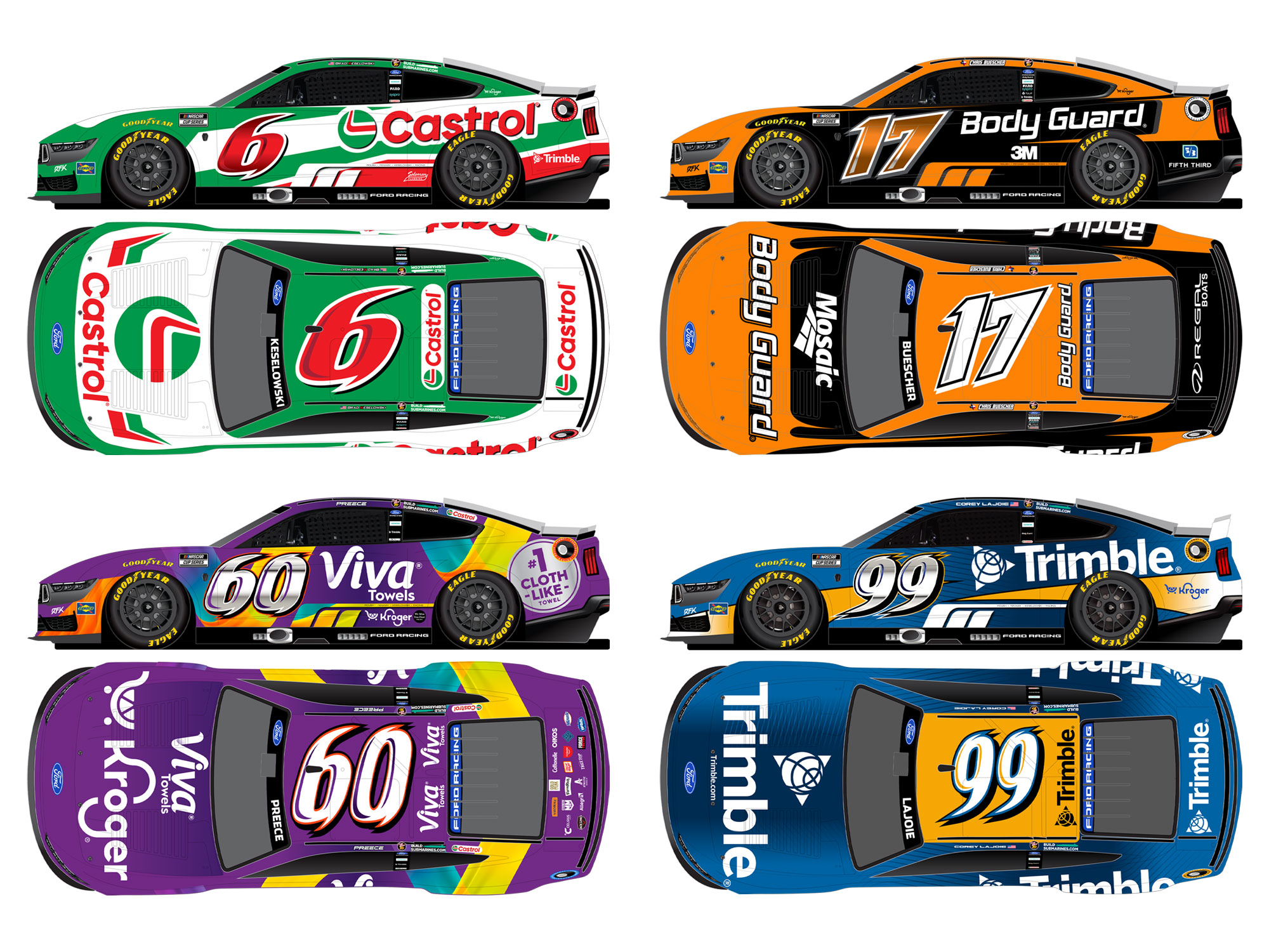 NASCARミニカー 6台セット RFK 2026 Daytona Tribute 4-Car Set 1:64 Nascar Diecast-FOIL NUMBER