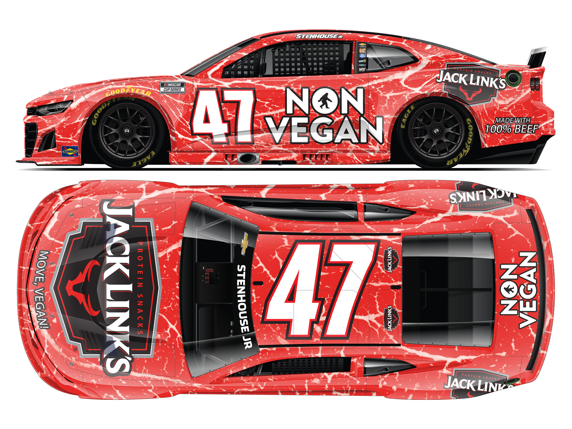 Ricky Stenhouse Jr. Autographed 2025 Jack Link's Non Vegan 1:24