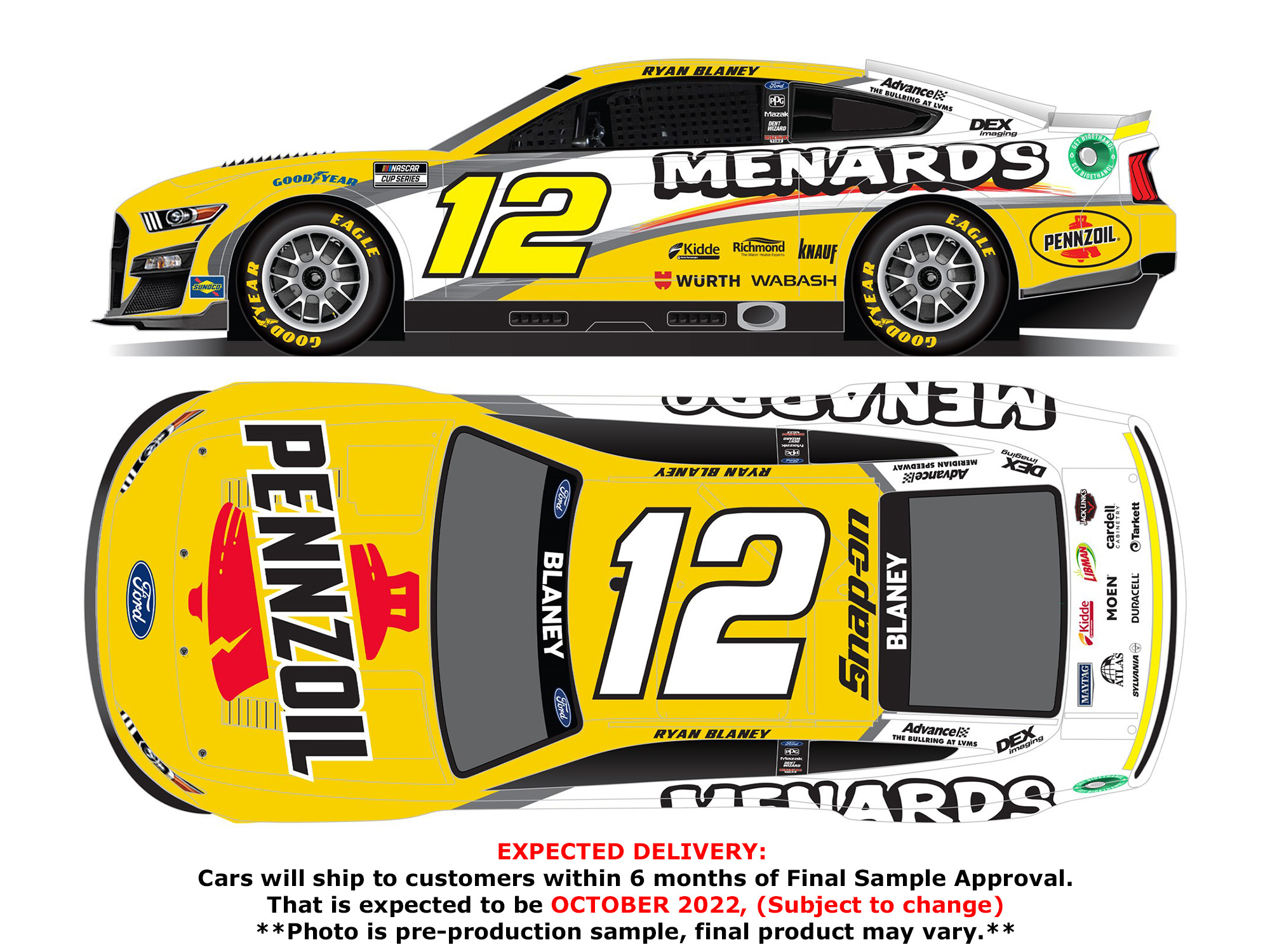 RYAN BLANEY #12 2018 DURACELL MENARDS THROWBACK 1/24 NEW IN STOCK FREE SHIPPING 