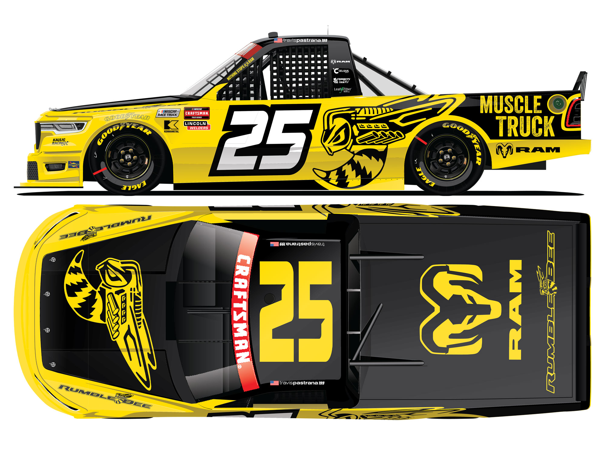 Travis Pastrana 2026 Ram Rumble Bee Truck Series 1:24 Nascar Diecast