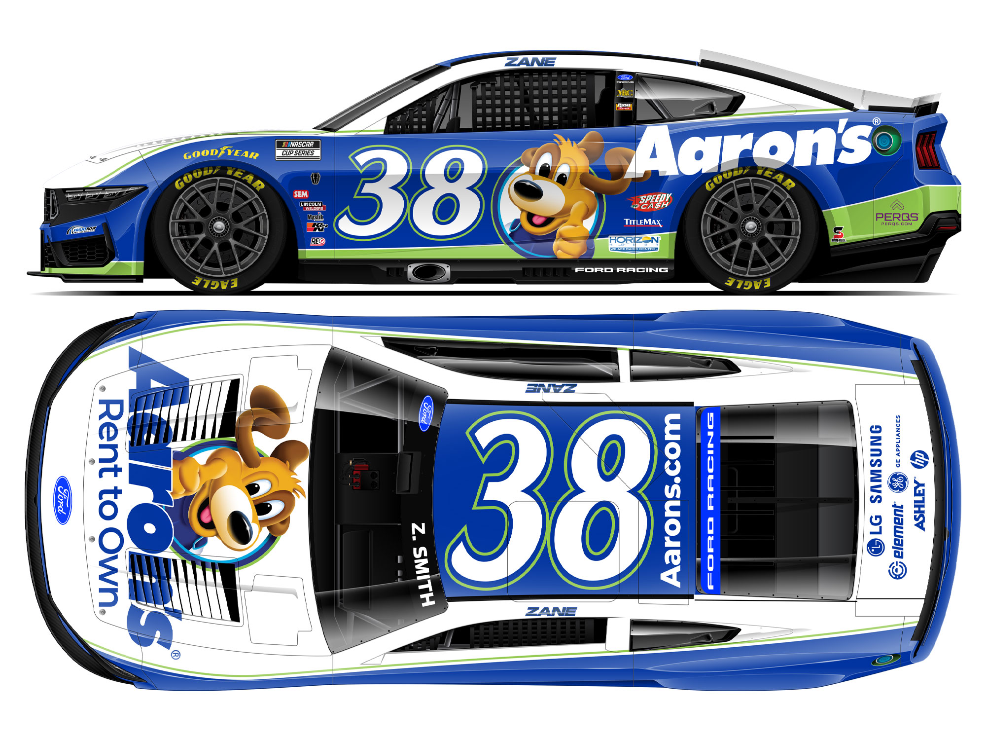 Zane Smith 2026 Aaron's Lucky Dog 1:24 Color Chrome Nascar Diecast