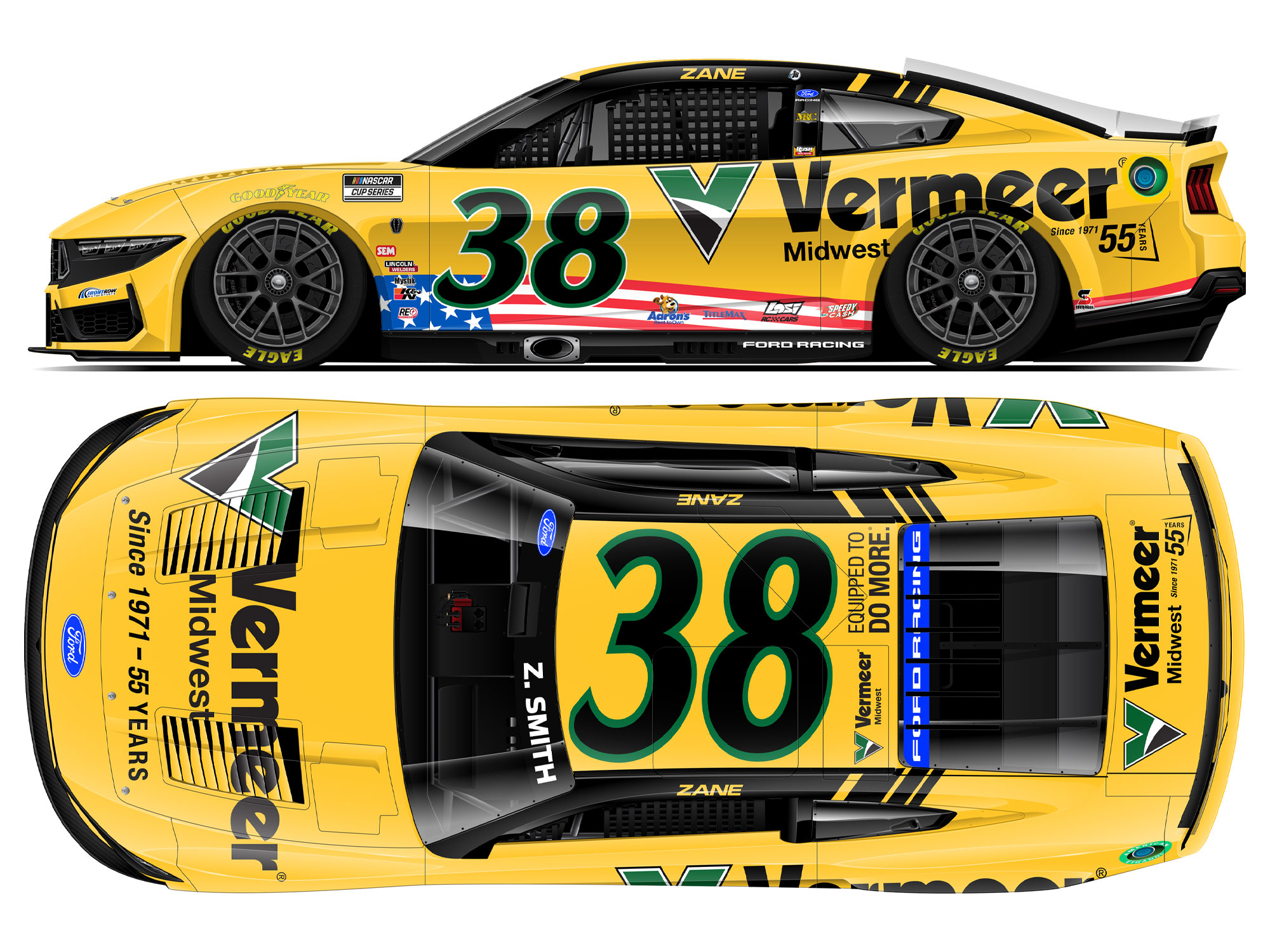 NASCAR ナスカー ポップアップ用モック車体ディスプレイ（Miller仕様） Zane Smith 2026 Vermeer Midwest 1:64 Nascar Diecast