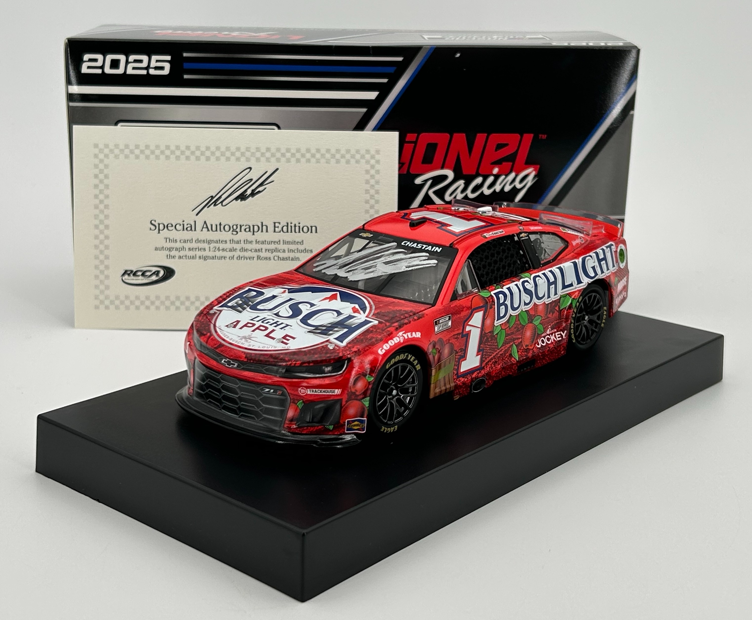 Ross Chastain Autographed 2025 Busch Light Apple 1:24 Nascar Diecast