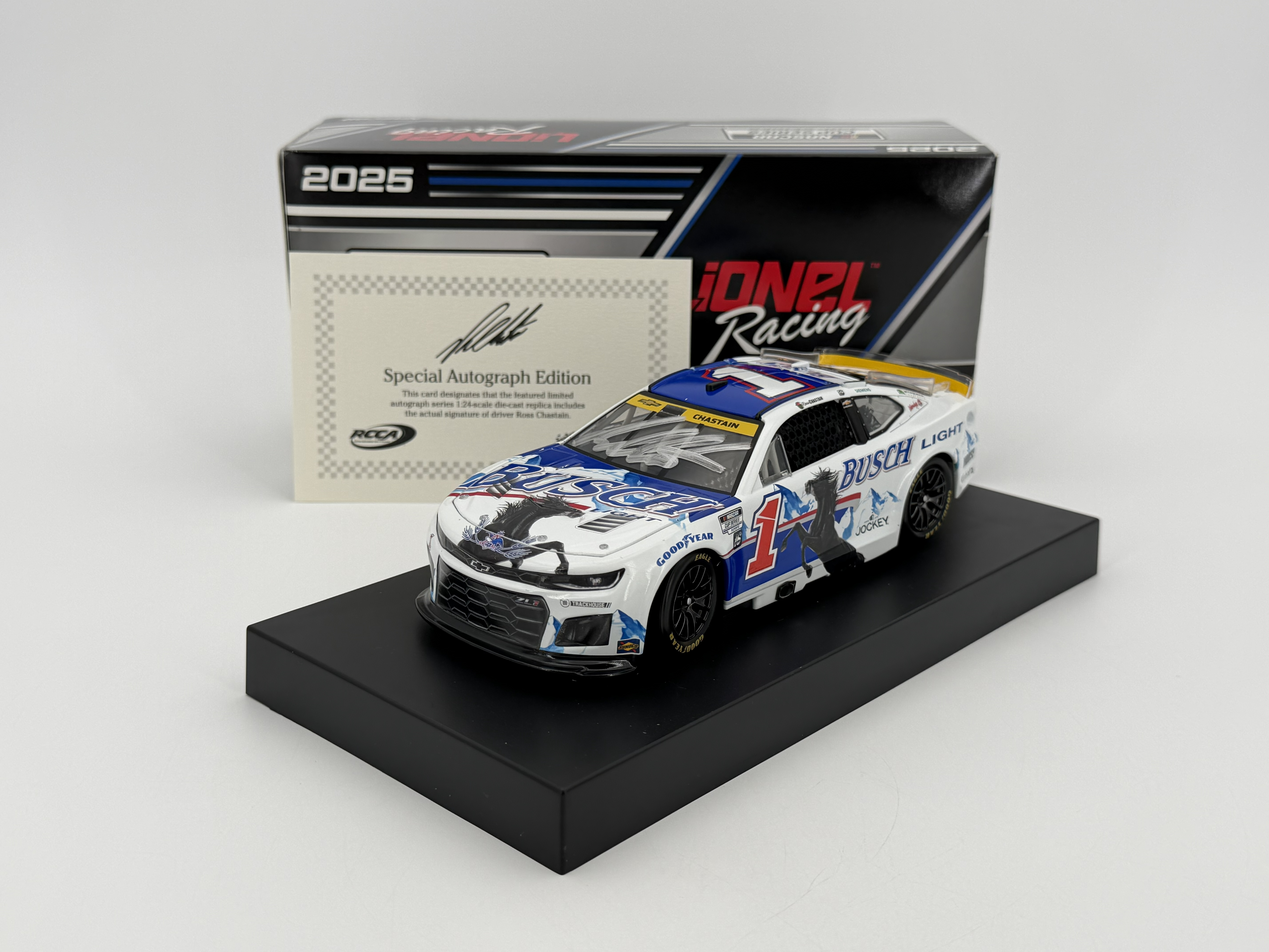 Ross Chastain Autographed 2025 Busch Light Retro 1:24 Nascar Diecast