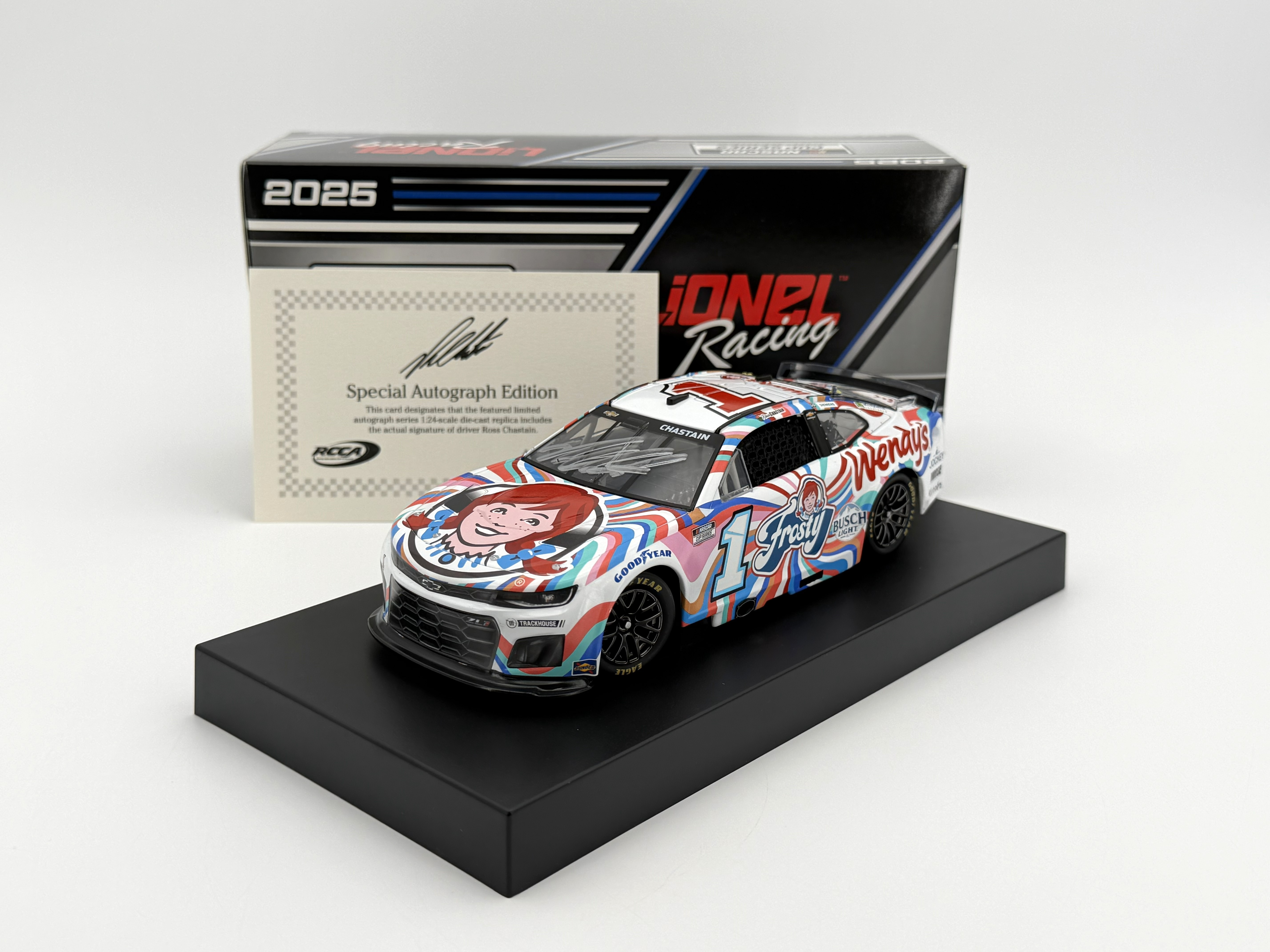Ross Chastain Autographed 2025 Wendy's Frosty 1:24 Nascar Diecast