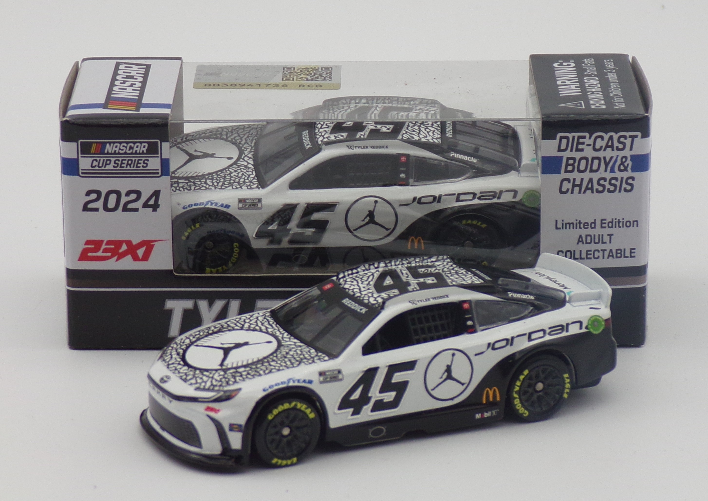Tyler Reddick 2024 Jordan Brand White 1:64 Nascar Diecast Chassis
