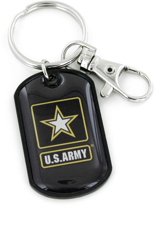 Custom Personalized U.S Military Dog Tag Key Chain w/ Key Chain Ring Shiny Army 