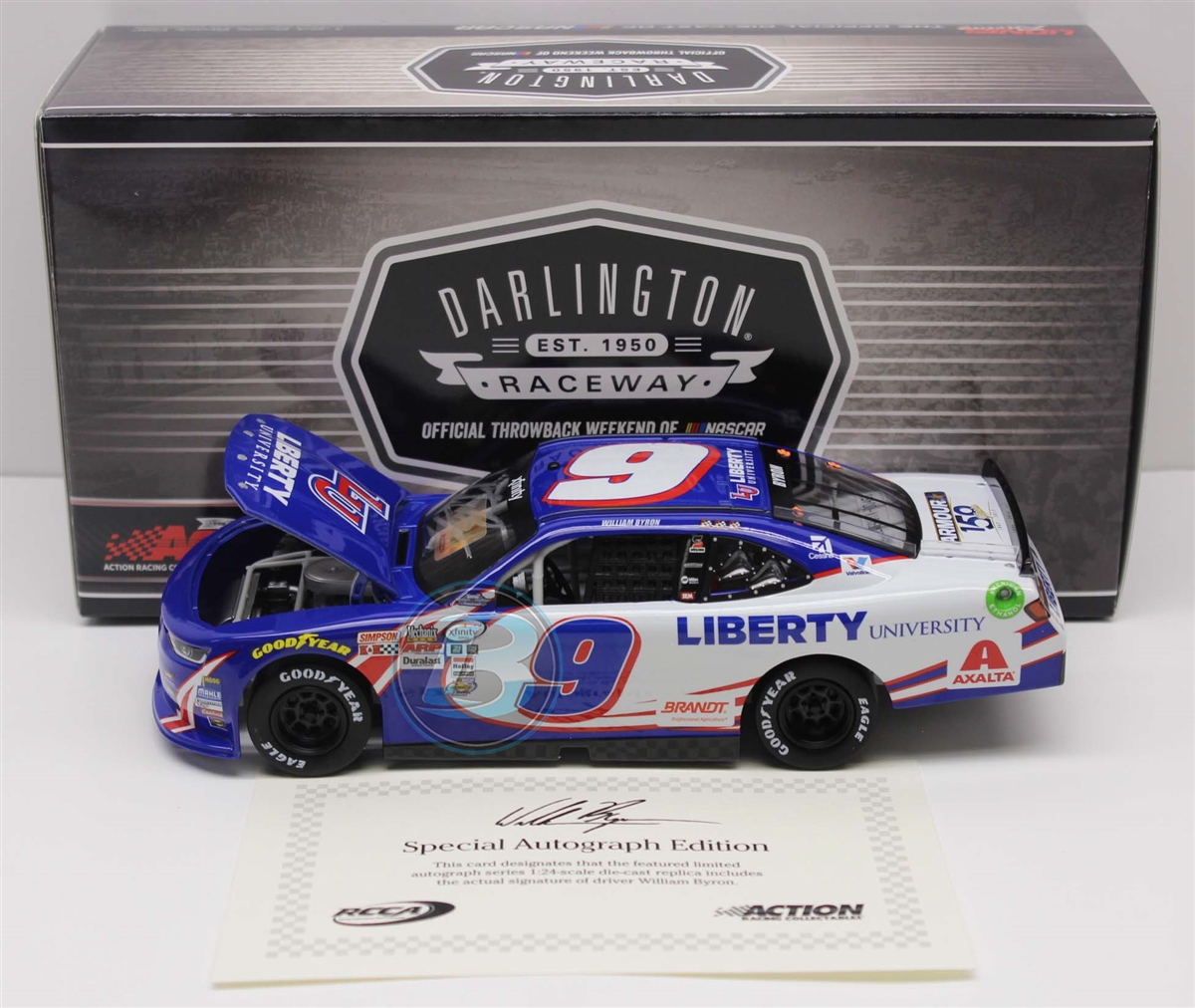 WILLIAM BYRON #9 2017 AUTOGRAPHED BRICKYARD WIN 1/24 SCALE IN STOCK FREE SHIP 