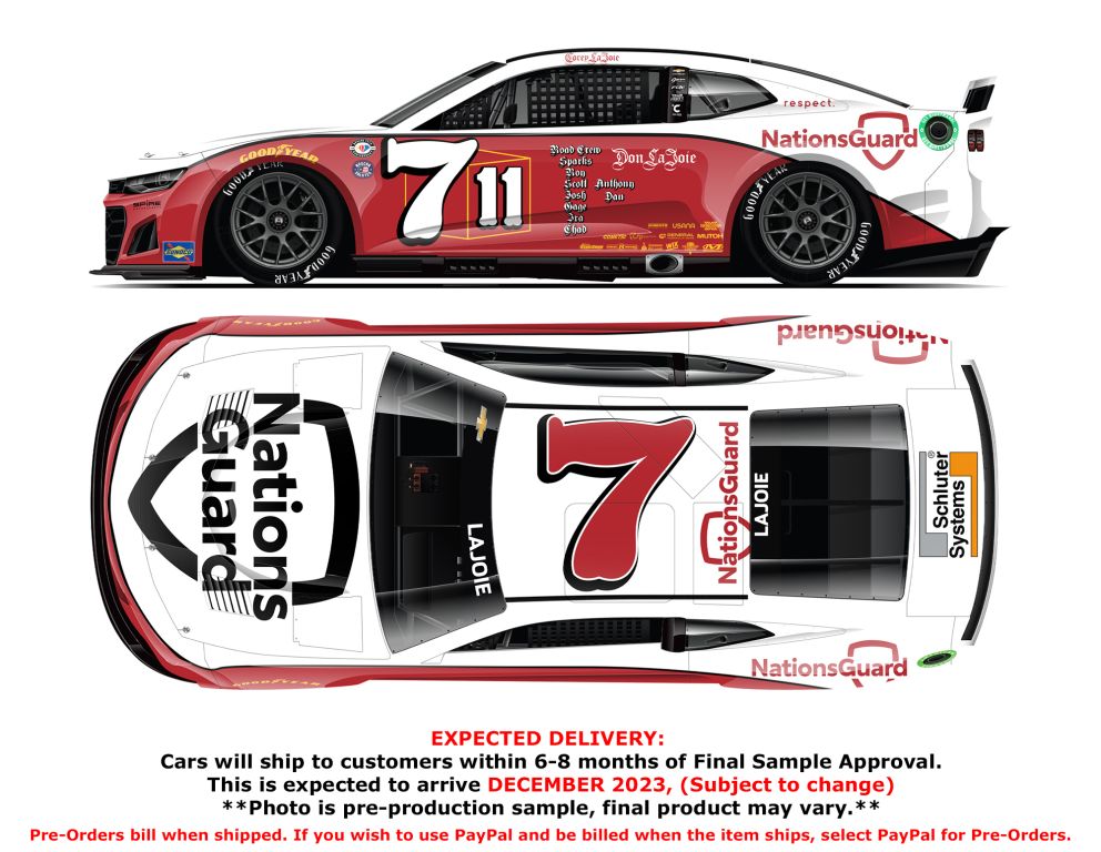 Nascar Color Guard Corey LaJoie 2023 Nations Guard Darlington Throwback 1:24 Color Chrome ...