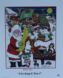 2000 Santa Claus " Checking It Twice " Sam Bass Print With Santa Signature 22" X 18" 2000 Santa Claus " Checking It Twice " Sam Bass Print With Santa Signature 22" X 18"