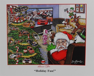 2001 Santa Claus " Holiday Fun " Artist Proof Sam Bass Print With Santa Signature 19" X 22" 2001 Santa Claus " Holiday Fun " Artist Proof Sam Bass Print With Santa Signature 19" X 22"