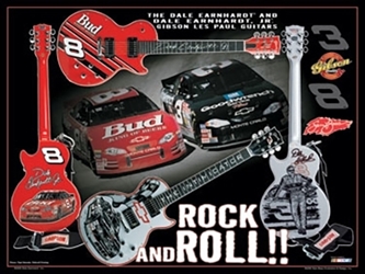 Dale Earnhardt Sr. and Jr. 2000 Gibson Guitar "Rock & Roll" Sam Bass Poster 18" X 24" Sam Bas Poster