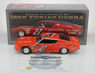 Donnie Allison Autographed #27 East Point Ford 1969 Torino Cobra 1:24 University of Racing Nascar Diecast Donnie Allison nascar diecast, diecast collectibles, nascar collectibles, nascar apparel, diecast cars, die-cast, racing collectibles, nascar die cast, lionel nascar, lionel diecast, action diecast, university of racing diecast, nhra diecast, nhra die cast, racing collectibles, historical diecast, nascar hat, nascar jacket, nascar shirt,historical racing die cast