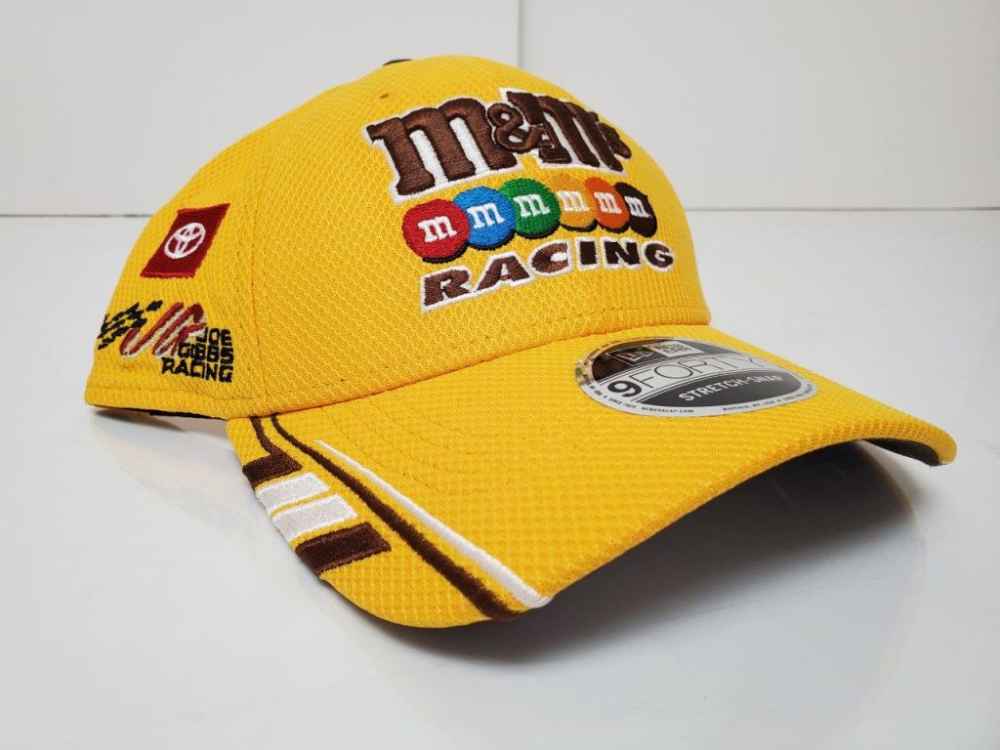 Checkered Flag Kyle Busch #18 2022 Racing Visor Hat - Embroidered, Adjustable Strap, One Size Fits Most (Yellow)