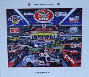 Lowes Motor Speedway 2002 "Family Drive-In!" Sam Bass Numbered Print 19.5" X 22.5" Lowes Motor Speedway 2002 "Family Drive-In!" Sam Bass Numbered Print 19.5" X 22.5"