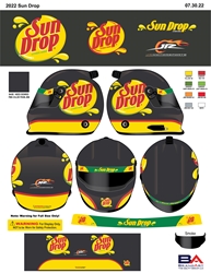 *Preorder* Dale Earnhardt Jr 2022 Sun Drop MINI Replica Helmet Dale Earnhardt Jr, Helmet, NASCAR, BrandArt, Mini Helmet, Replica Helmet