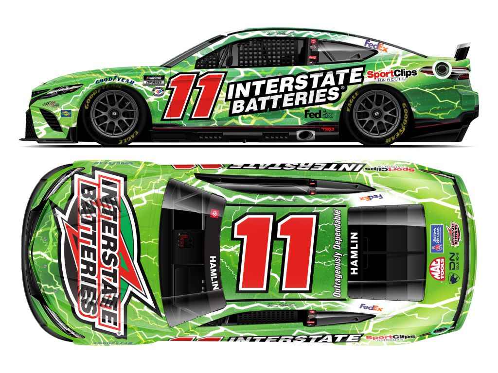 Modellino NASCAR Denny Hamlin 2023 #11 Batterie Interstatali - Scala 1:64 Lionel