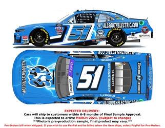 *Preorder* Jeremy Clements 2022 All South Electric 1:64 Nascar Diecast Jeremy Clements, Nascar Diecast, 2022 Nascar Diecast, 1:24 Scale Diecast