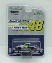 Jimmie Johnson First Hendrick Motorsports Win Tribute: California Motor Speedway 4/28/02 - 1969 Chevy Camaro 1:64 Greenlight Hobby Exclusive Greenlight First Win Tributes, Hendrick Motorsports, 1:64 Scale