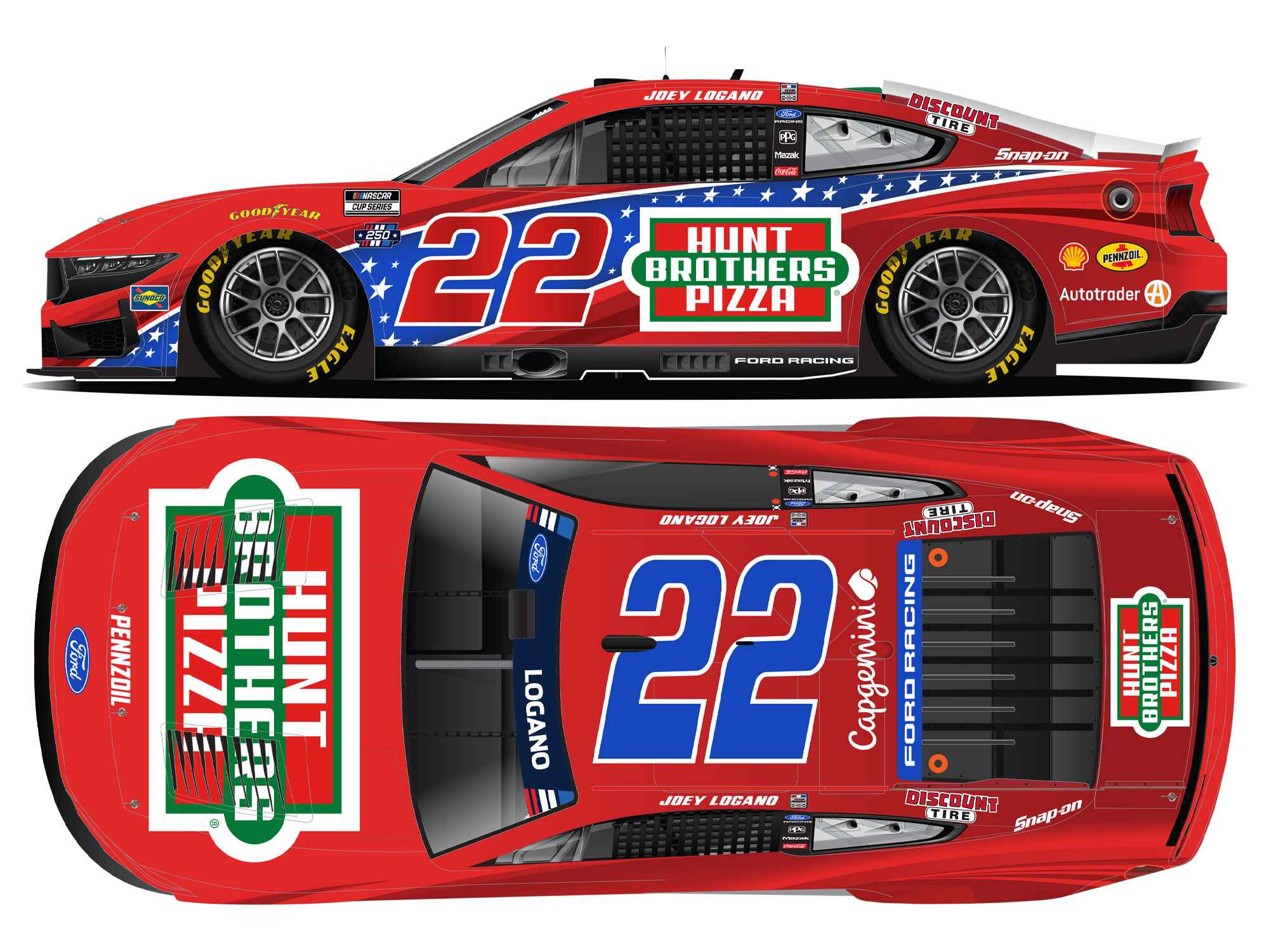 NASCARページ Joey Logano 2026 Hunt Brothers Pizza Red 1:24 Galaxy (Black