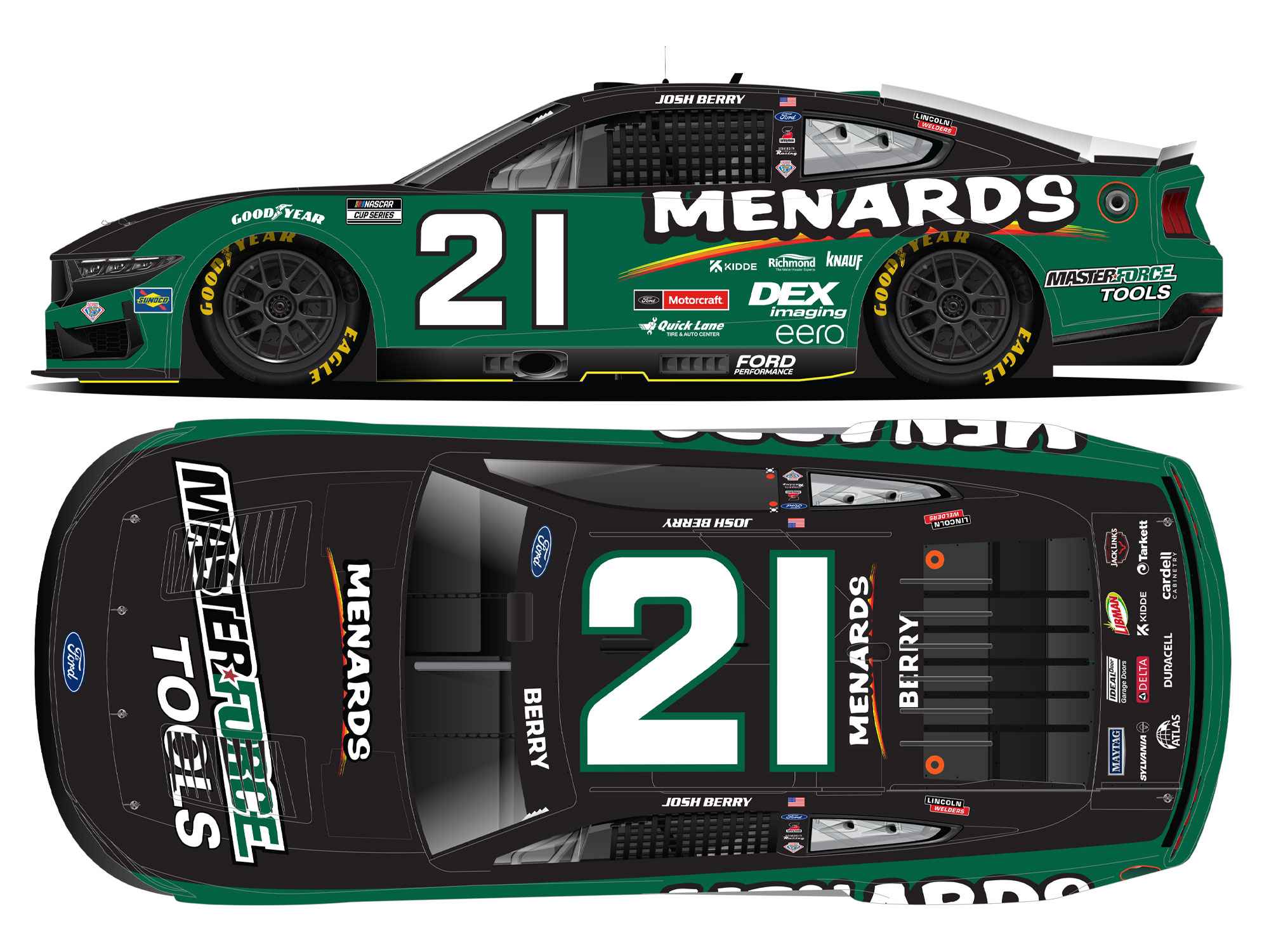 Josh Berry 2025 Menards / MasterForce 1:24 Color Chrome Nascar Diecast