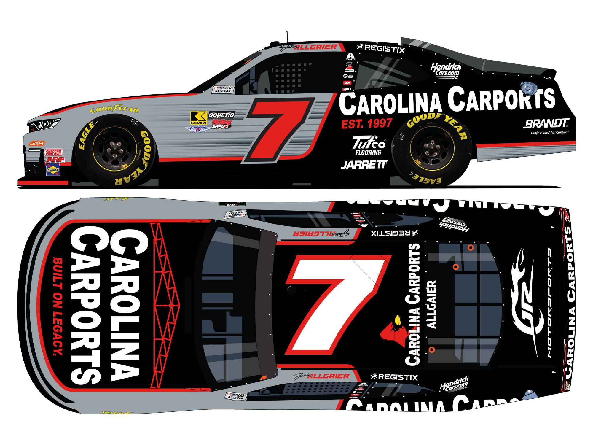 Justin Allgaier 2026 Carolina Carports 1:24 Color Chrome Xfinity