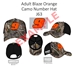*Preorder* Kyle Busch #8 - Adult Blaze Orange Camo Number Hat OSFM - CX8-J6308