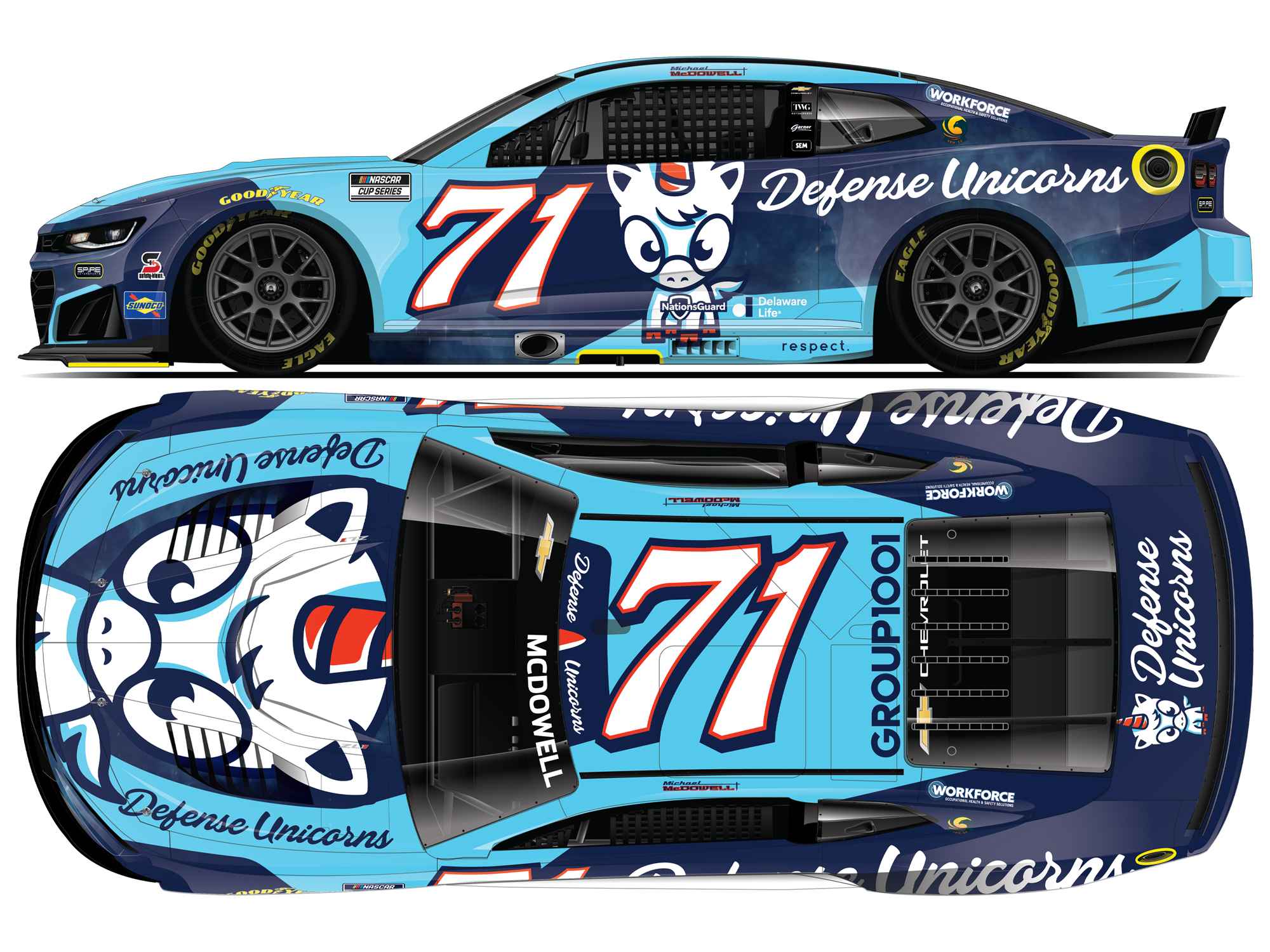 Michael McDowell 2026 Defense Unicorns 1:24 Nascar Diecast