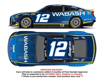 *Preorder* Ryan Blaney 2022 Wabash 1:24 Color Chrome Nascar Diecast Ryan Blaney, Nascar Diecast, 2022 Nascar Diecast, 1:24 Scale Diecast