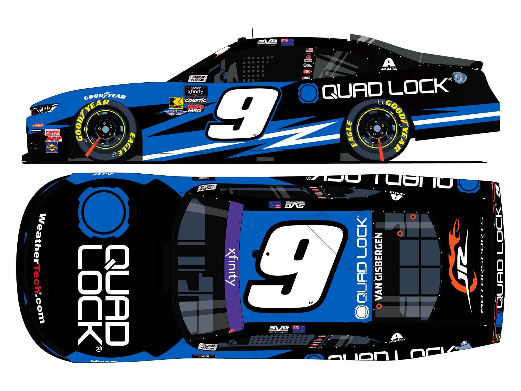 Shane Van Gisbergen 2025 Quad Lock 1:64 Xfinity Diecast