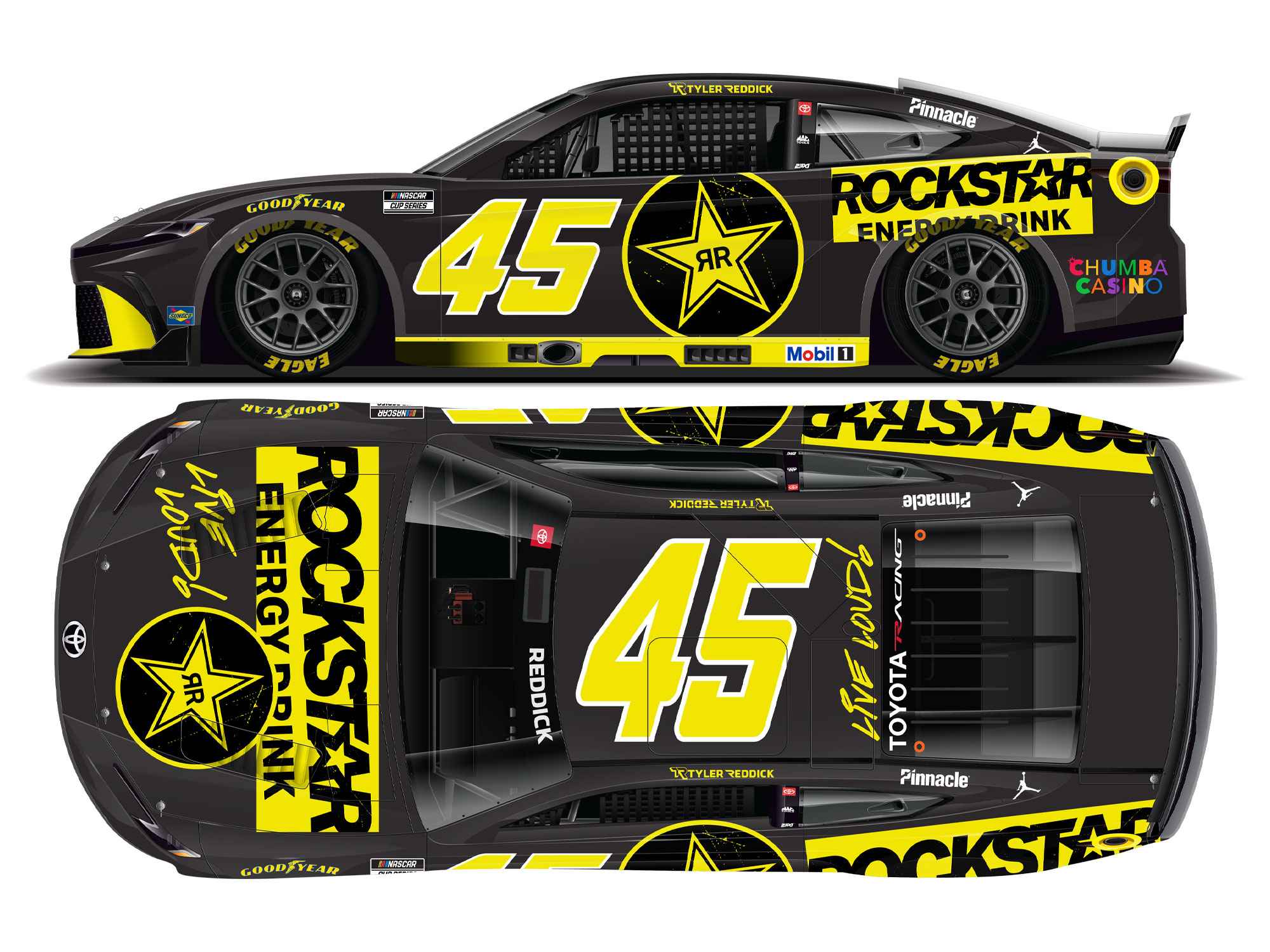 Tyler Reddick 2026 Rockstar Energy 1:24 Flash Coat Silver Nascar