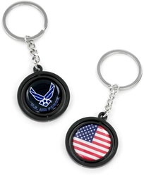 US AIR FORCE BLACK SPINNING KEYTAG Air Force, USAF, keychain, military