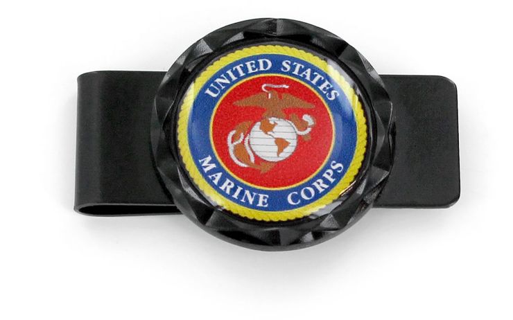 US MARINE BLACK DIAMOND CUT MONEY CLIP US Marines, military, money clip